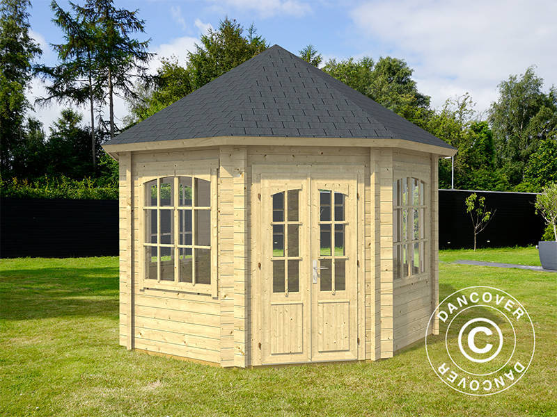 Paviljong i trä Lorraine, oktogonal 3,47x3,47x3,45m, 44mm, Naturlig - Image 4