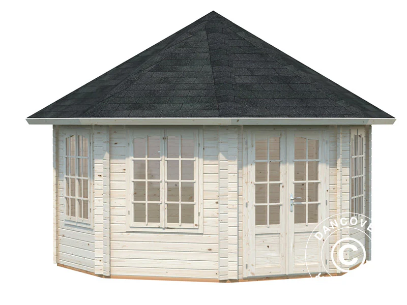 Paviljong i trä med golv, 4,21x4,21x3,71m, 14,1m², Naturlig - Image 3