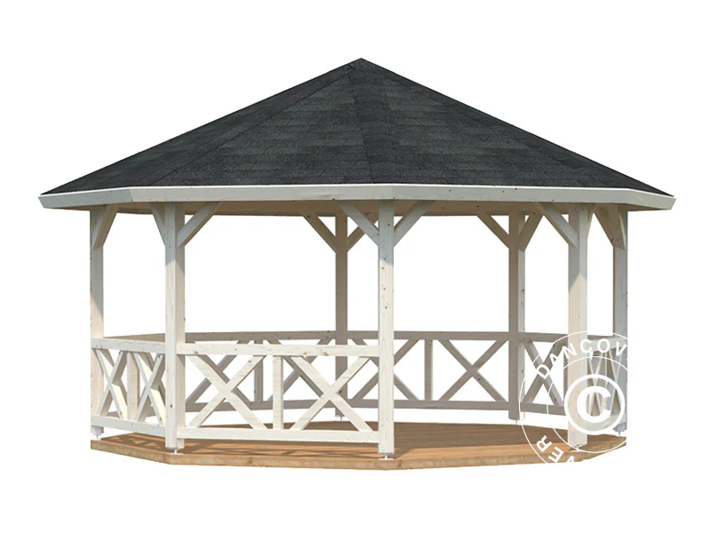 Paviljong i trä med trägolv, 4,65x4,65x3,46m, 18m², Naturlig - Image 3