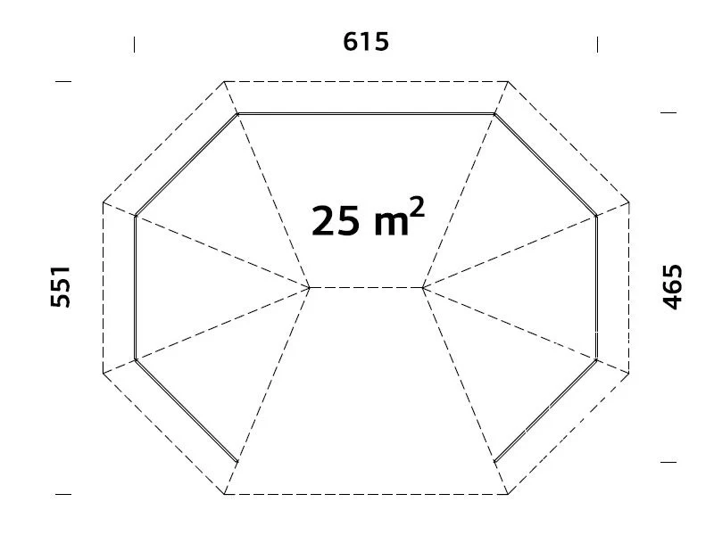Paviljong i trä med trägolv, 4,67x6,17x3,62m, 25m², Naturlig - Image 7