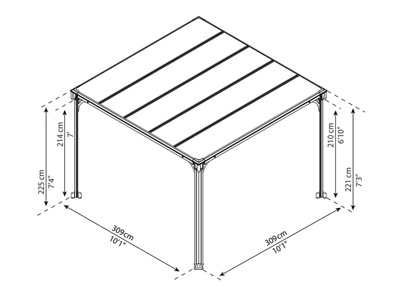 Paviljong Milano 3000, Palram/Canopia, 3,09x3,09x2,25m, Grå - Image 7