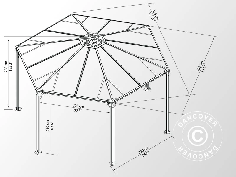 Paviljong Monaco, Palram/Canopia, 4,5x4,5m, Grå - Image 5