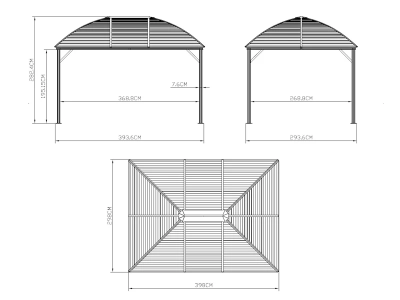 Paviljong San Jose Alu+ med gardiner och myggnät, 3x4m, Brun - Image 9