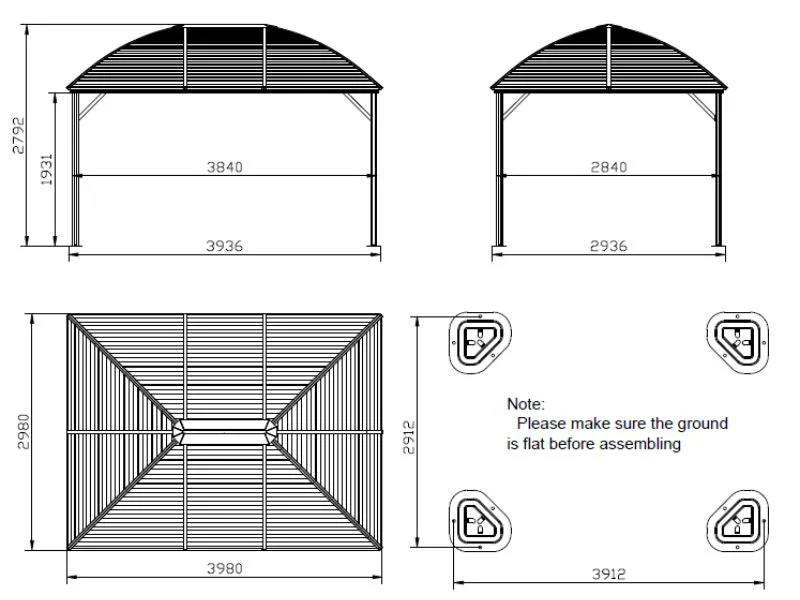 Paviljong San Jose Steel+ med gardiner och myggnät, 3x4m, Svart - Image 6