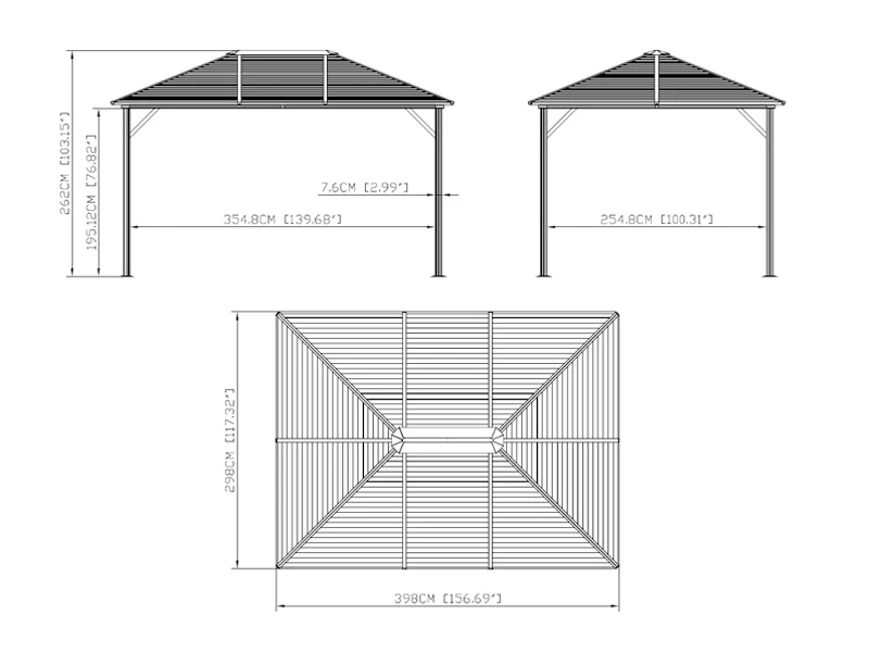 Paviljong San Luis Alu+ med gardiner och myggnät, 3x4m, Svart - Image 6