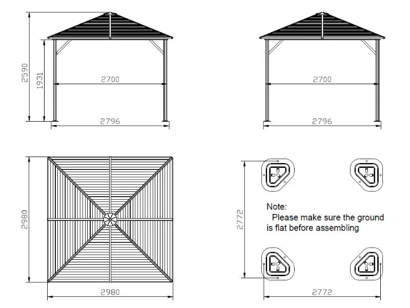 Paviljong San Luis Steel+ med gardiner och myggnät, 3x3m, Brun - Image 7