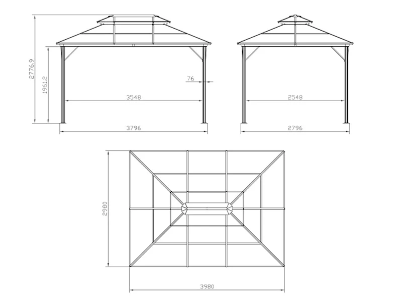 Paviljong Santa Ana Alu+ med gardiner och myggnät, 3x4m, Brun - Image 7