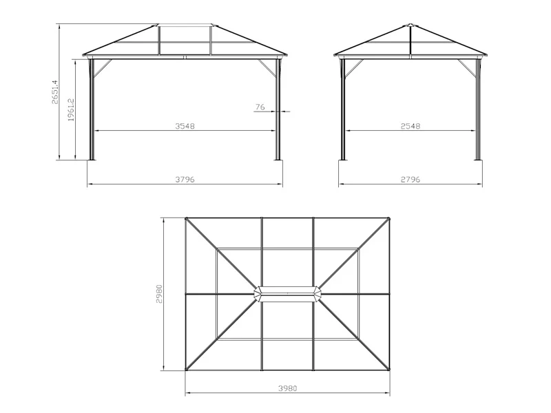 Paviljong Santa Barbara Alu+ med gardiner och myggnät, 3x4m, Brun - Image 5
