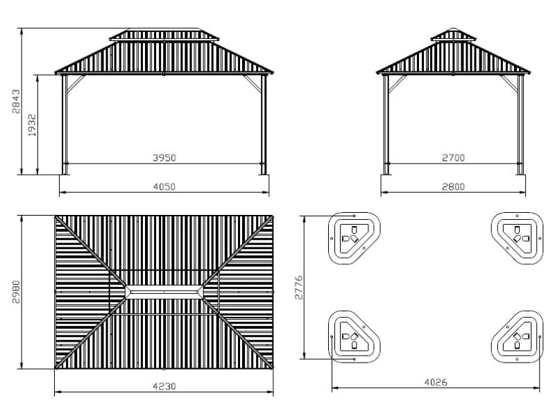 Paviljong Santa Fe Steel+ med gardiner och myggnät, 3x4,25m, Svart - Image 7
