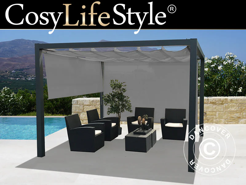 Pergola paviljong 3,19x3,19m, Antracit/Antracit