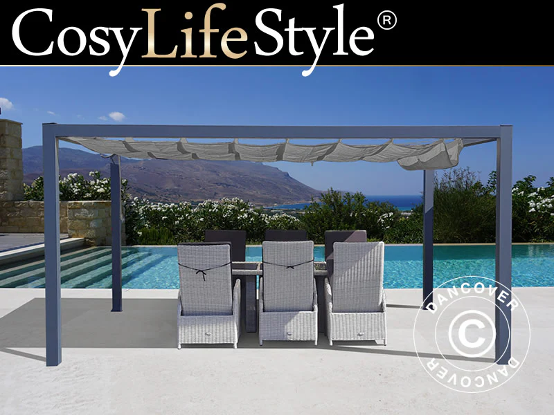 Pergola paviljong 3,19x4,19m, Antracit/Antracit