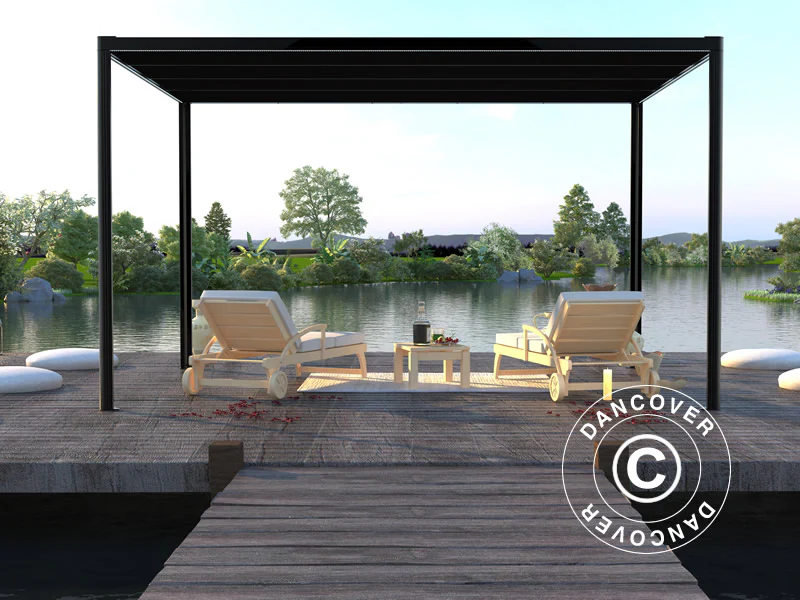 Pergola paviljong San Fernando, 4x3m, Svart/Mörkgrå - Image 2