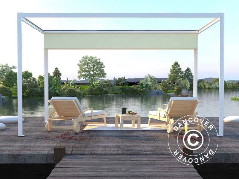 Pergola paviljong San Fernando, 4x3m, Vit/Beige - Image 3