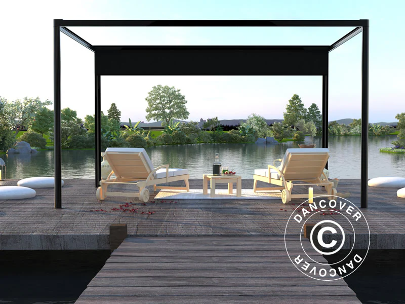 Pergola paviljong San Fernando, 4x4m, Svart/Mörkgrå - Image 3