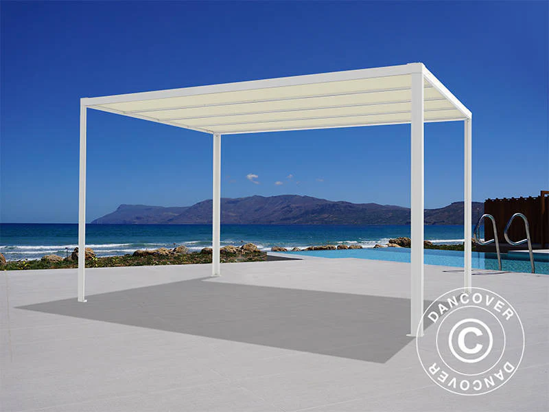 Pergola paviljong San Fernando, 4x4m, Vit/Beige - Image 3
