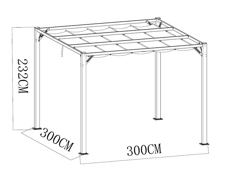 Pergola paviljong Santa Cruz, 3x3m, Mörkgrå - Image 10