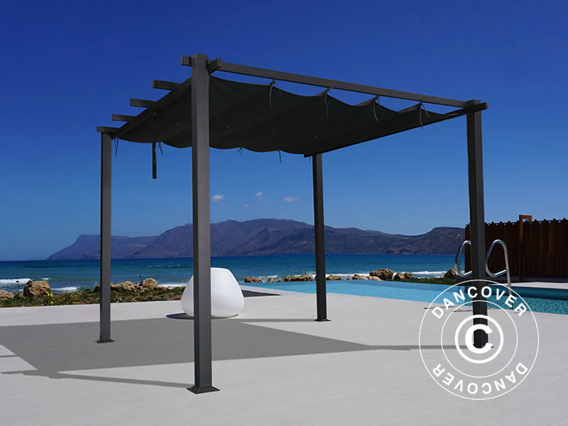 Pergola paviljong Santa Cruz, 3x4m, Mörkgrå - Image 4