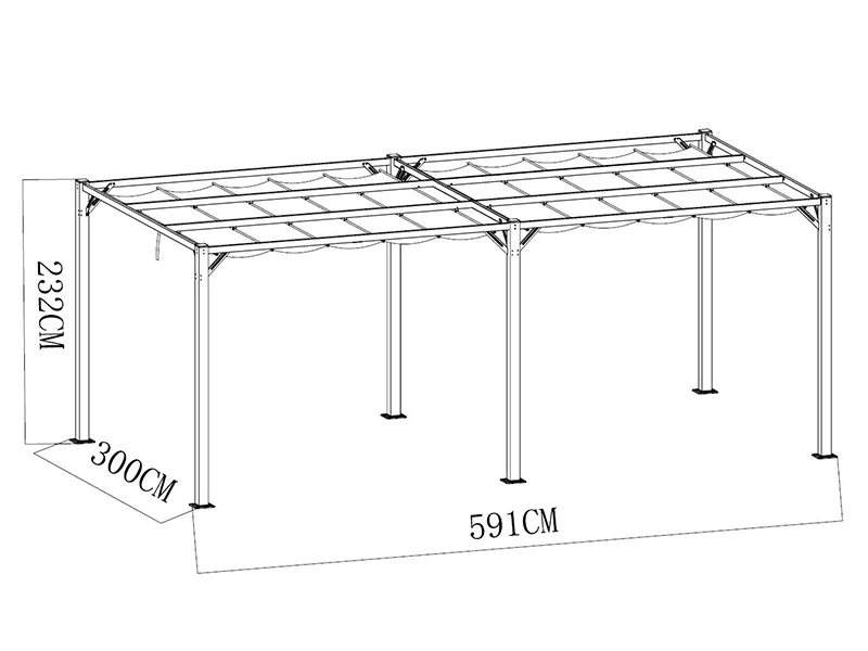 Pergola paviljong Santa Cruz, 3x6m, Mörkgrå - Image 13