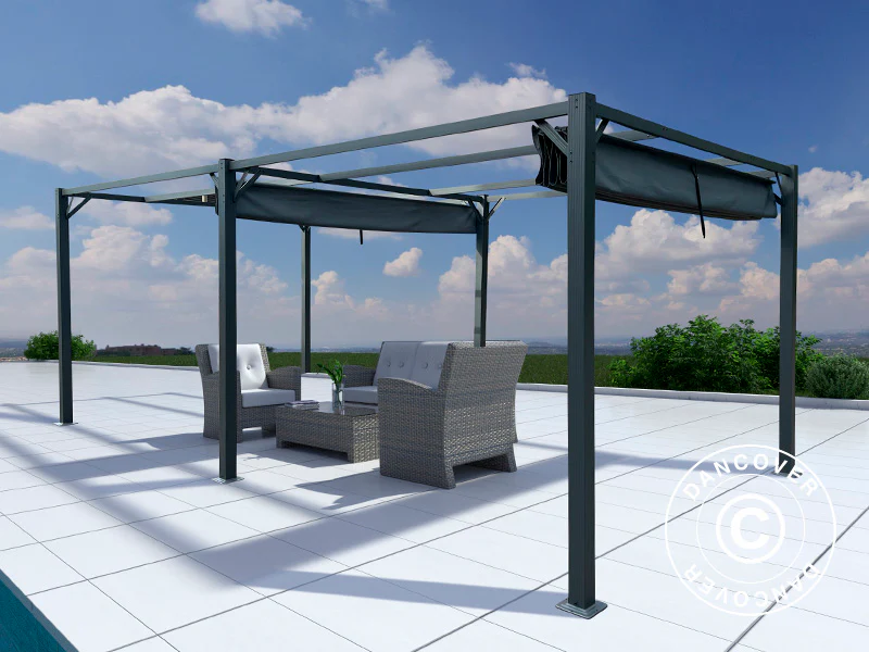Pergola paviljong Santa Cruz, 3x6m, Mörkgrå - Image 5