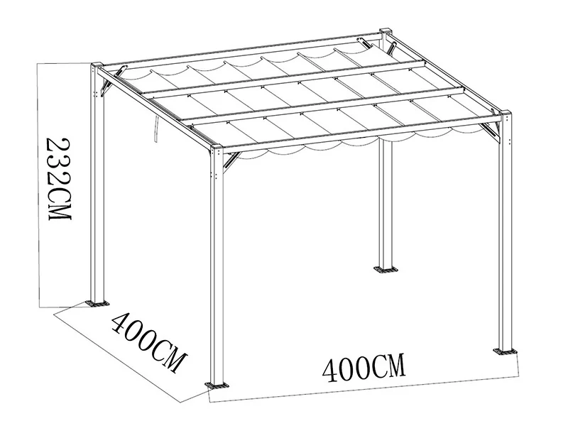 Pergola paviljong Santa Cruz, 4x4m, Mörkgrå - Image 10