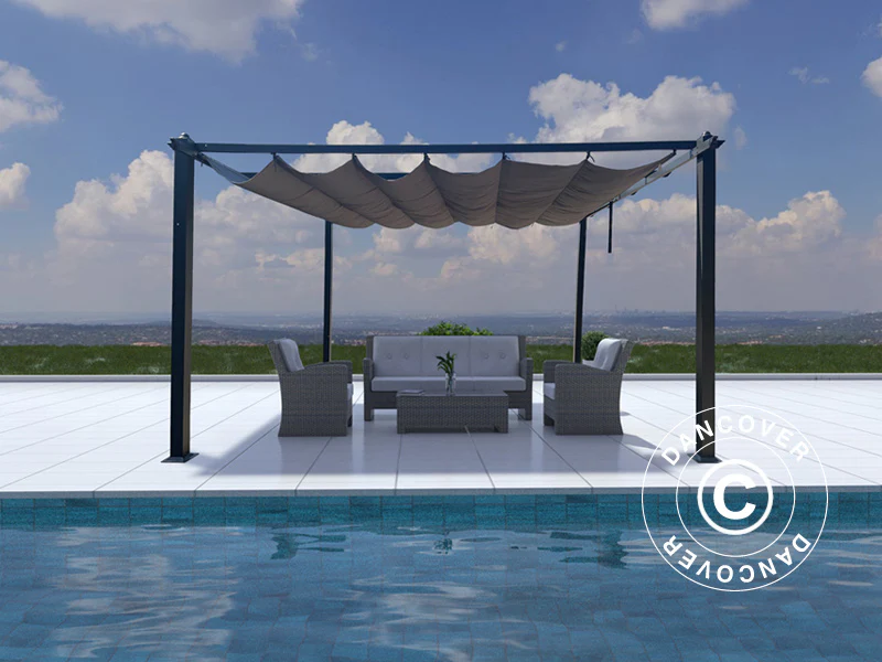 Pergola paviljong Santa Cruz, 4x4m, Mörkgrå - Image 2