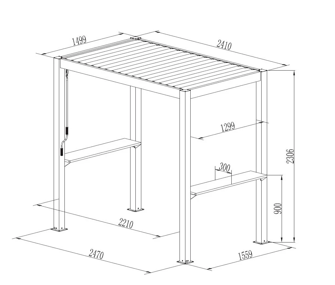 Pergola San Juan för grill, 2,5x1,5x2,3m, Svart - Image 6