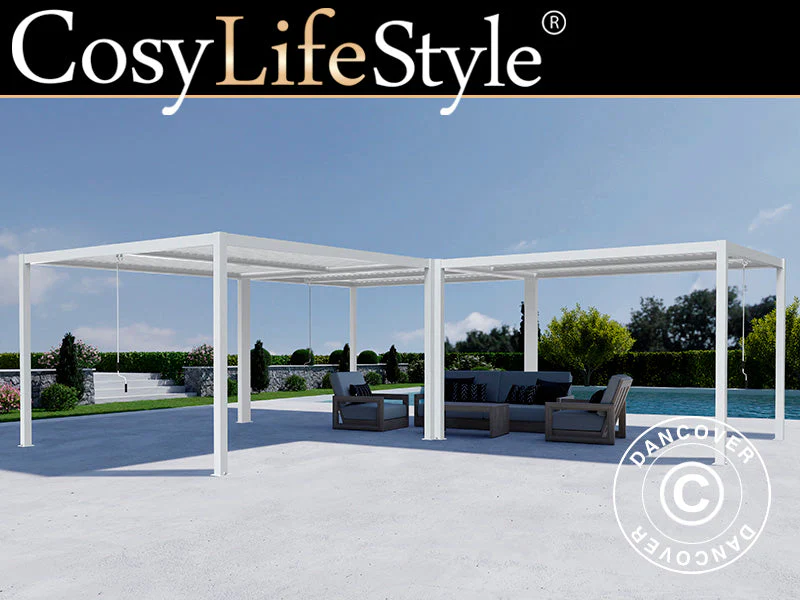 Bioklimatisk pergola paviljong San Pablo Alu+, 3x4m, 4x4m, 3x5,8m, Vit, 3 st.