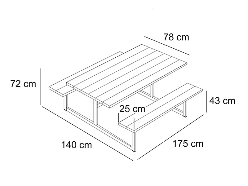Picknickbord, 1,4x1,75x0,75m, Trä - Image 7
