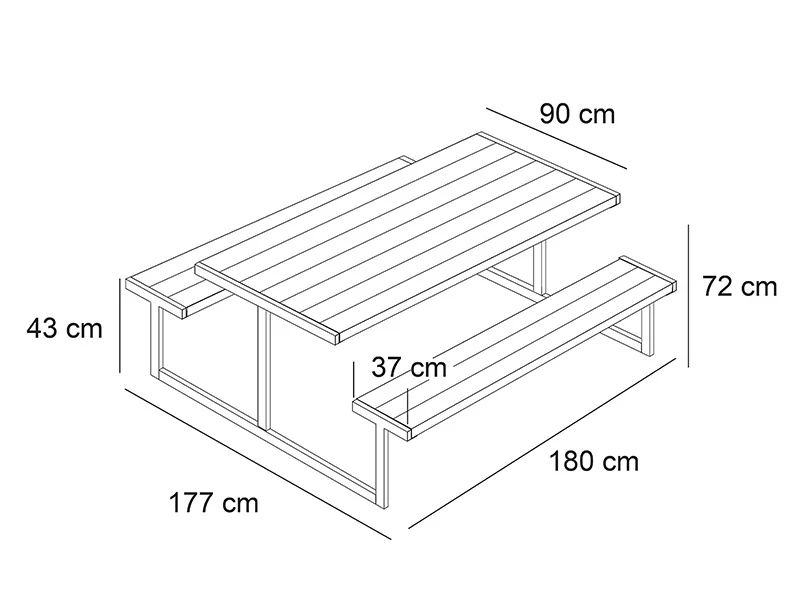 Picknickbord, 1,85x1,8x0,75m, Trä - Image 5