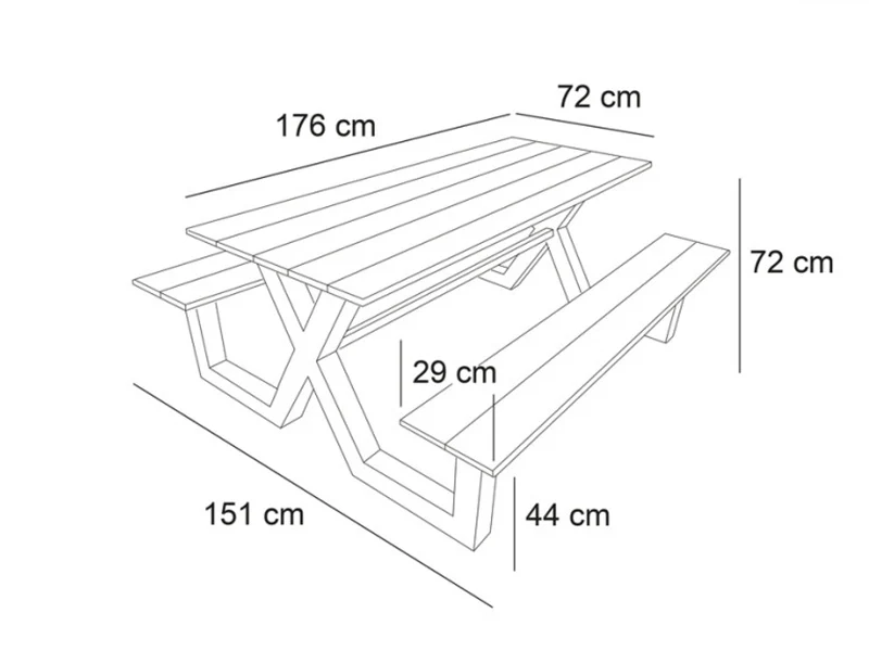 Picknickbord, nonwood, 1,51x1,76x0,72m, Svart/Antracit - Image 3