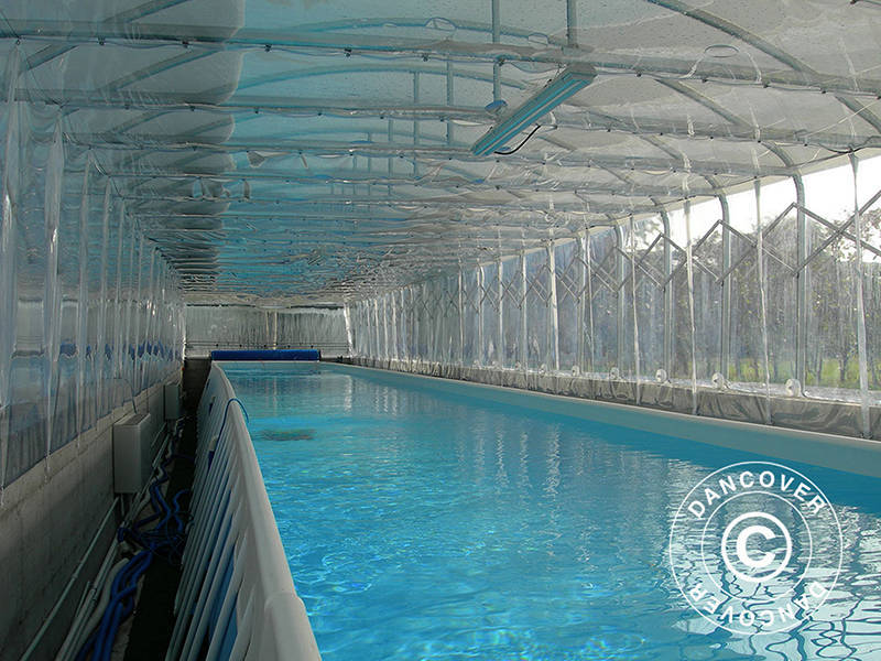 Pooltäcke tunnel, hopfällbar, 5x7,21x2,65m, Vit/Transparent - Image 4