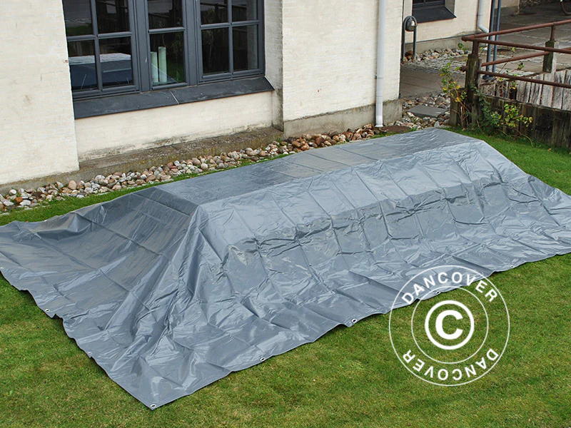 Presenning 6x8m, PVC 500g/m², Grå - Image 10