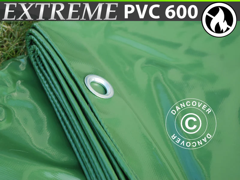 Presenning 6x8m, PVC 600g/m², Grön, Flammhämmande