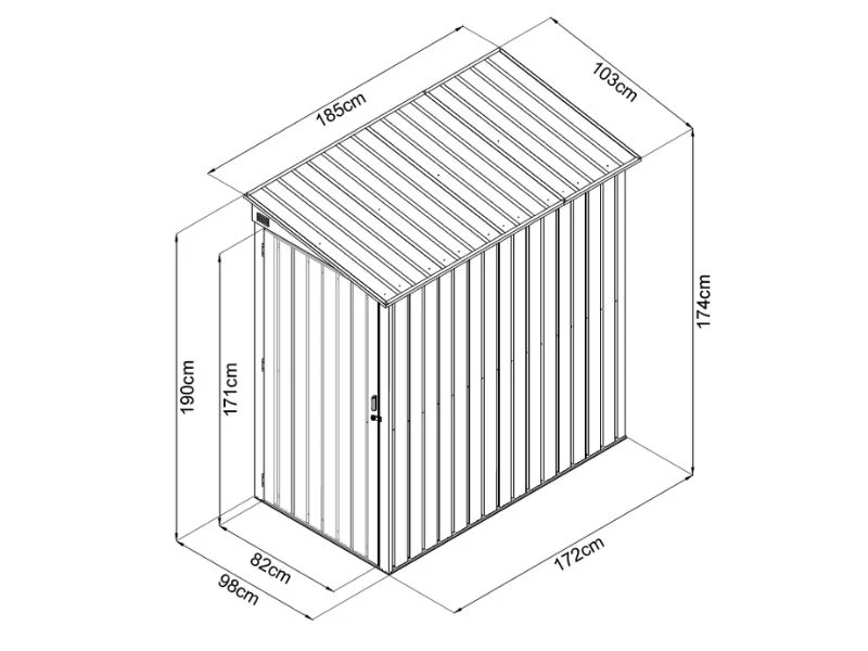 Redskapsbod, 1,03x1,85x1,9m, ProShed®, 1,9m2, Antracit - Image 5