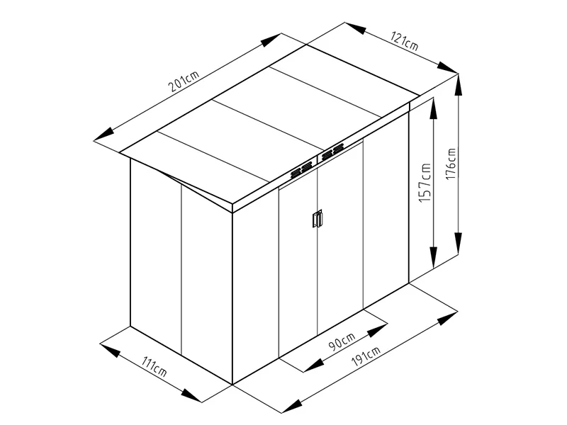 Redskapsbod, 2,01x1,21x1,76m, 2,43m2, ProShed®, Gräddfärgad - Image 6