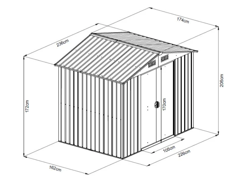 Redskapsbod 2,36x1,74x2,06m, 4,1m2, ProShed®, Antracit - Image 7