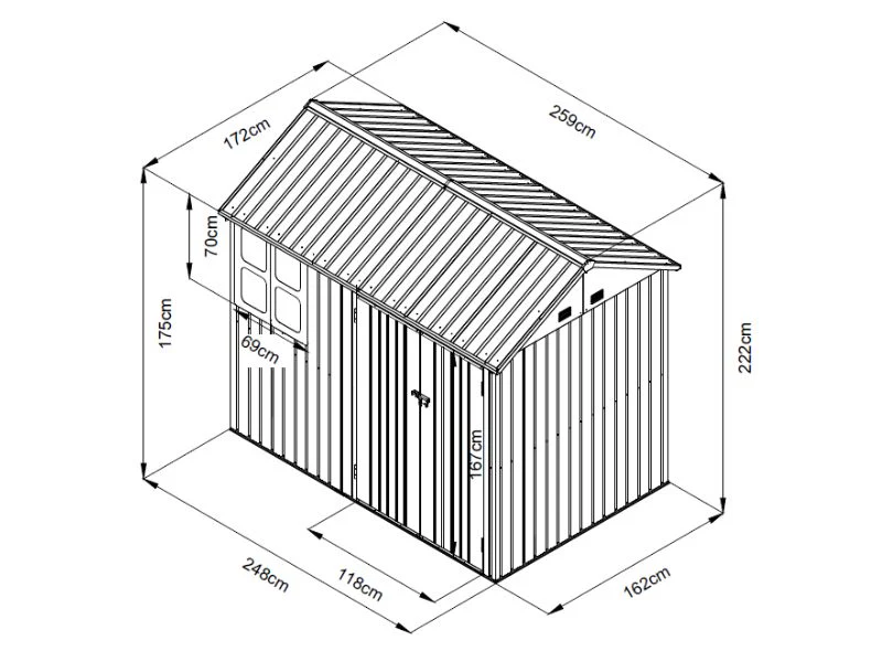 Redskapsbod, 2,59x1,72x2,22m, 4,45m², ProShed®, Antracit/Vit - Image 10
