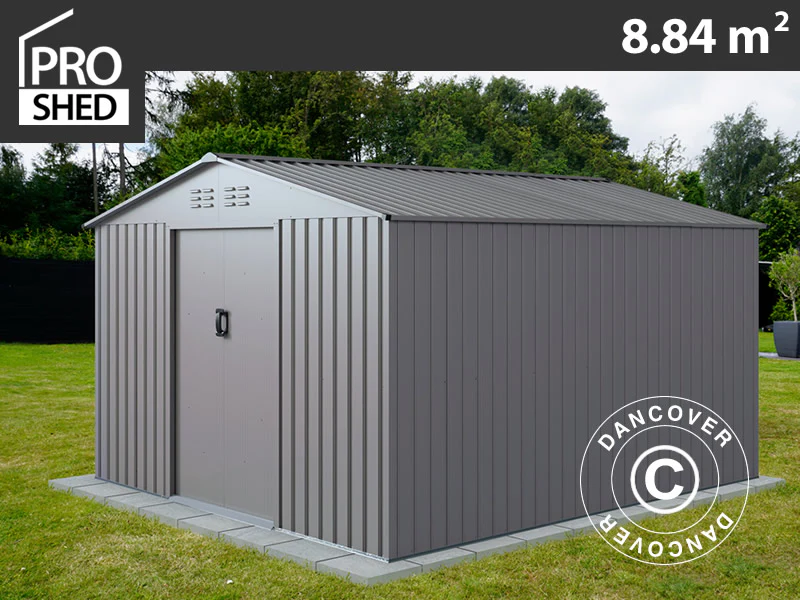 Redskapsbod 2,77x3,19x1,92m, 8,84m², ProShed®, Aluminium Grå