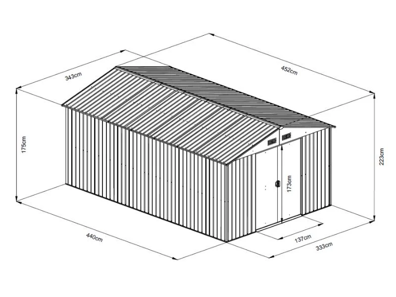 Redskapsbod 3,43x4,52x2,23m, 15,5m², ProShed®, Antracit - Image 6