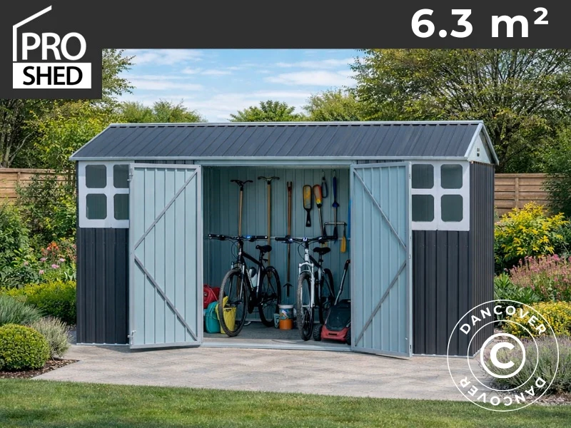 Redskapsbod 3,66x1,72x2,22m, 6,29m², ProShed®, Antracit/Vit