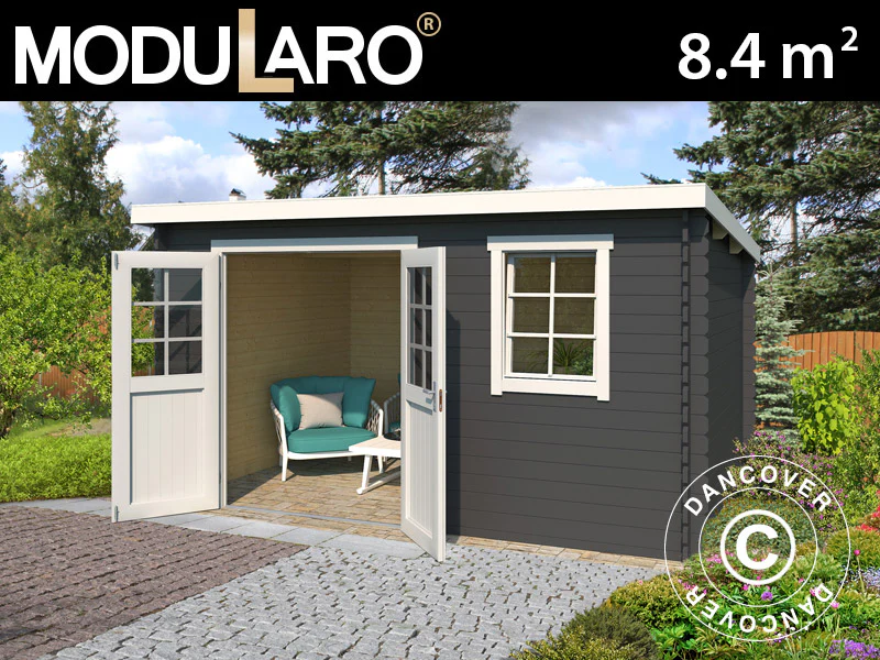 Redskapsbod i trä Asker 3,8x2,3x2,11m, 28mm, 8,4m², Mörkgrå