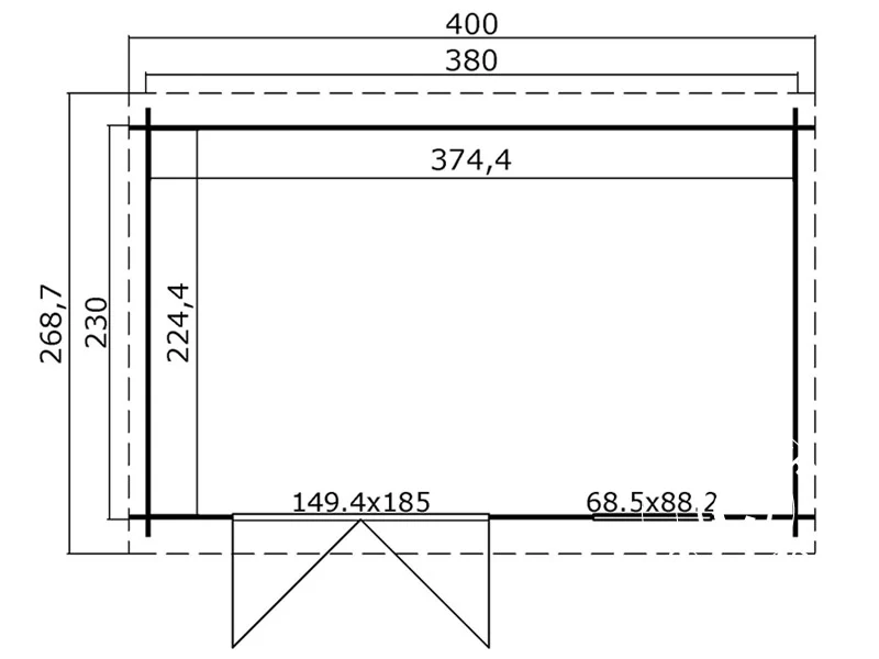 Redskapsbod i trä Asker 3,8x2,3x2,11m, 28mm, 8,4m², Mörkgrå - Image 6