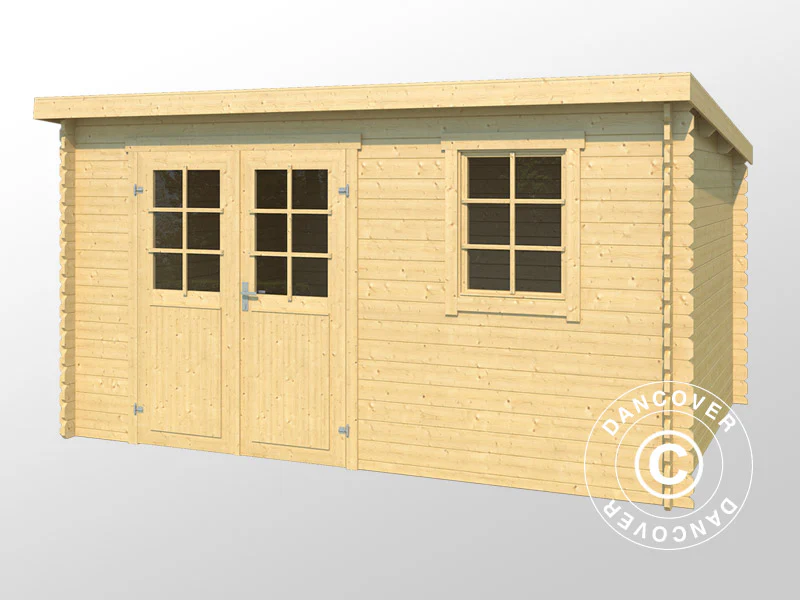 Redskapsbod i trä Asker 3,8x2,3x2,11m, 28mm, 8,4m², Naturlig - Image 3