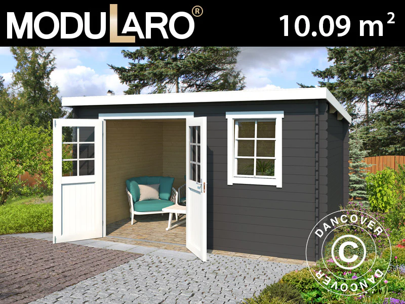 Redskapsbod i trä Asker 3,8x2,75x2,11m, 28mm, 10,09m², Mörkgrå