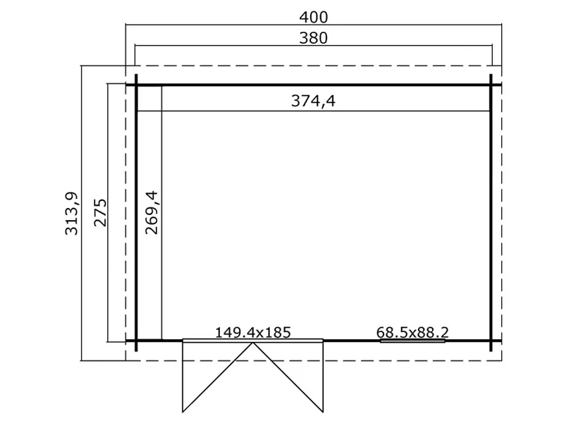 Redskapsbod i trä Asker 3,8x2,75x2,11m, 28mm, 10,09m², Mörkgrå - Image 6