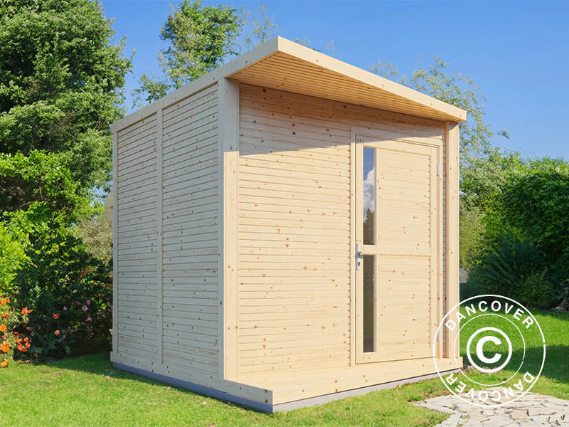 Redskapsbod i trä, Bertilo Concept, 2,34x2,97x2,27m, 7m², Naturlig