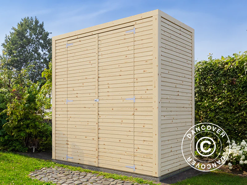 Redskapsbod i trä, Bertilo Cubico 1, 2,07x1,03x2,08m, 2,1m², Naturlig