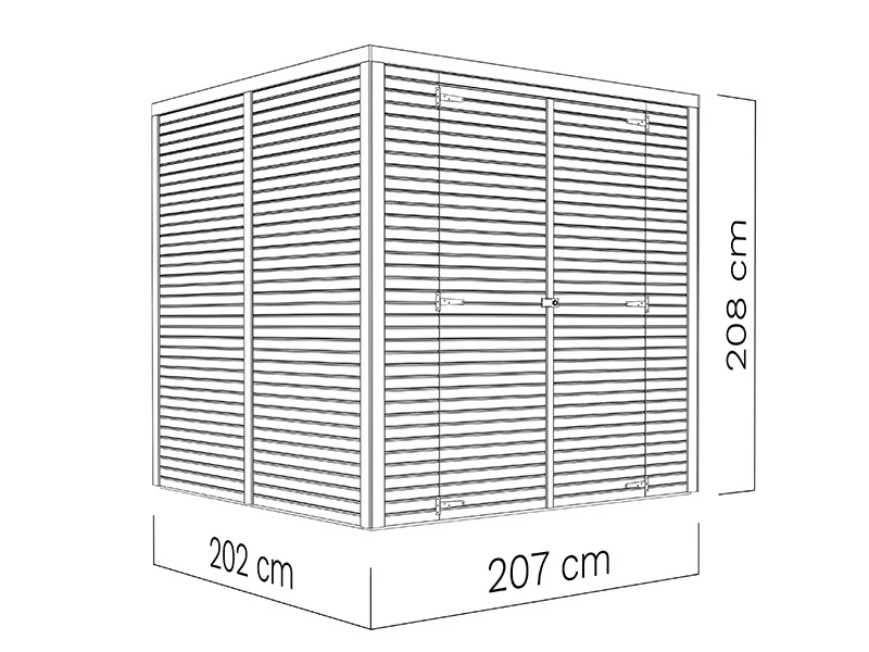 Redskapsbod i trä, Bertilo Cubico 3, 2,07x2,02x2,08m, 4,1m², Natural - Image 5