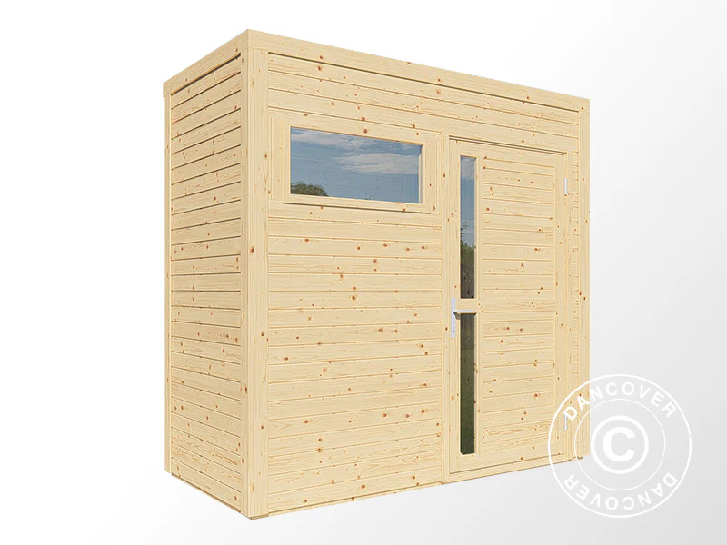 Redskapsbod i trä, Bertilo Cubus 1, 2,34x1,15x2,32m, 2,7m², Naturlig - Image 3