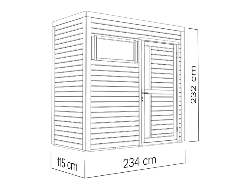 Redskapsbod i trä, Bertilo Cubus 1, 2,34x1,15x2,32m, 2,7m², Naturlig - Image 5